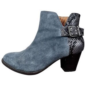 Vionic Naomi Womens Gray Suede Snake Print Heeled Ankle‎ Booties Size 8